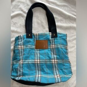 Plaid Blue Tote Bag